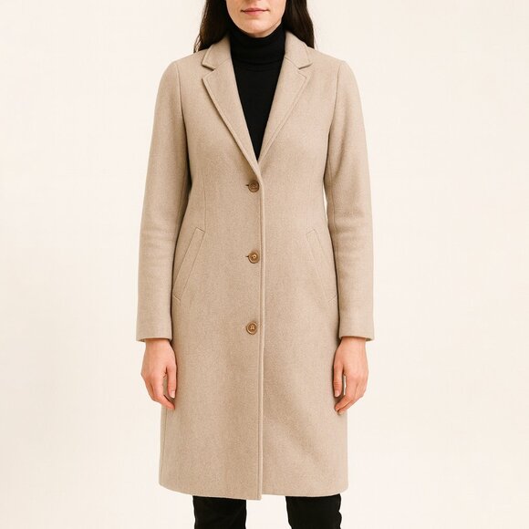 Abercrombie The Dad Wool Longline Overcoat Tan Size XXS Tall - Picture 1 of 4